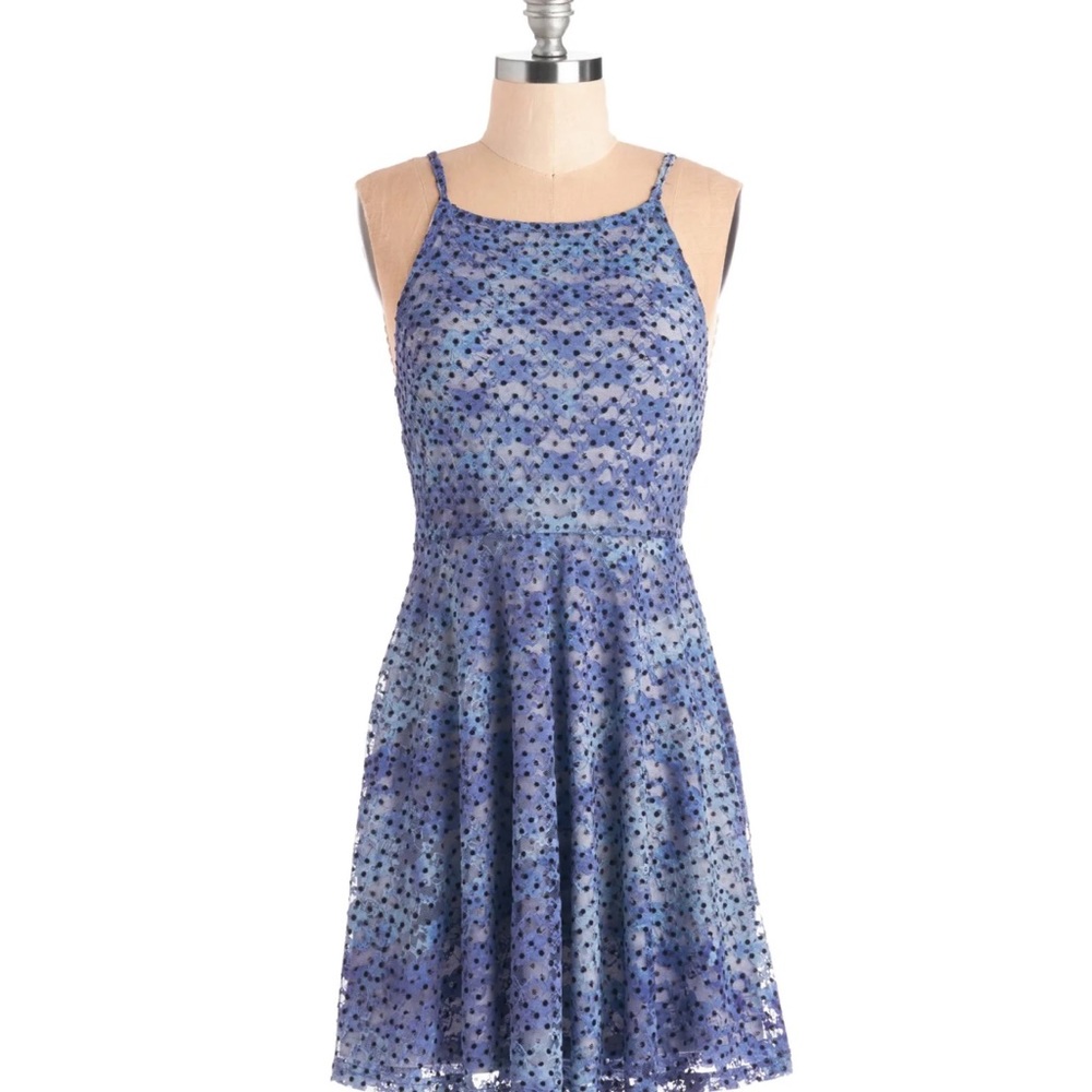 MINKPINK Awe Day Long Lace Overlay Mini Dress